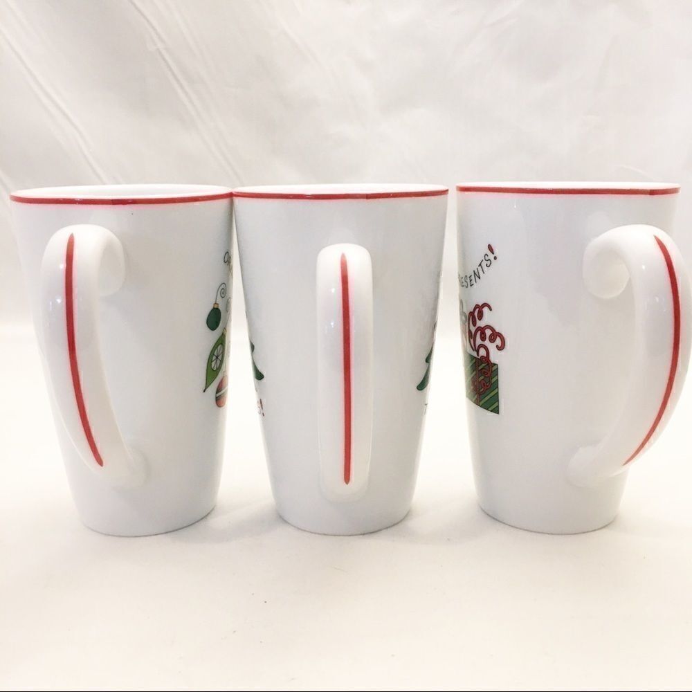 Fitz & Floyd Merry Xmas Porcelain 3 Holiday Mugs - Picture 6 of 9